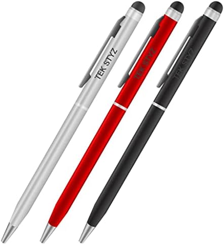 Pro Stylus Pen עבור MicroMax Mad A94 עם דיו, דיוק גבוה, צורה רגישה במיוחד וקומפקטית למסכי מגע [3 חבילה-שחורה-אדומה-סילבר]